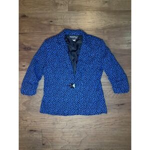 Vintage Painted Pony Blue Black Animal Print Blazer Single Button Made in USA L
